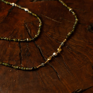 Mixed Gold Green Tourmaline Necklace