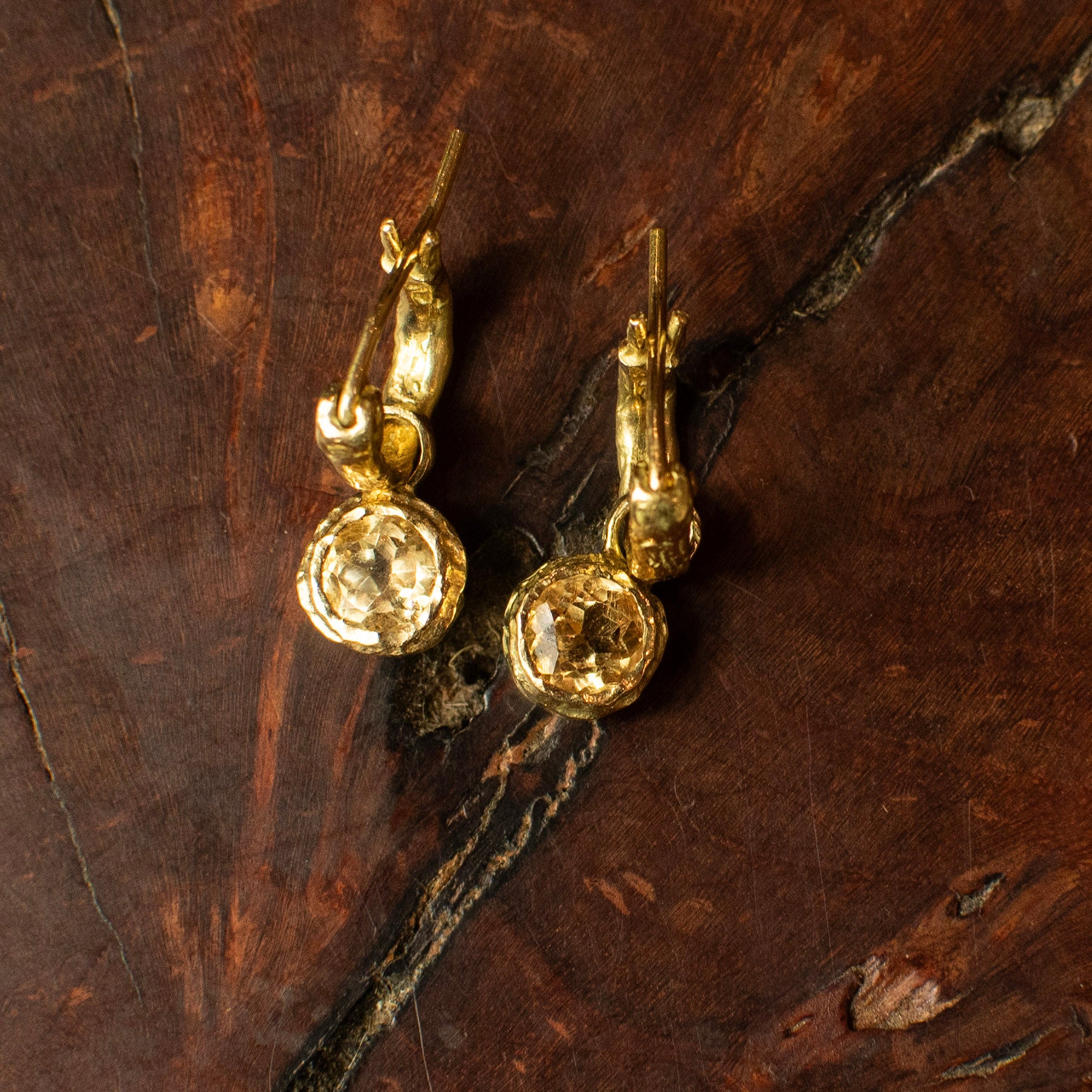 18k Gold Imperial Topaz 3/4 Hoop Earrings