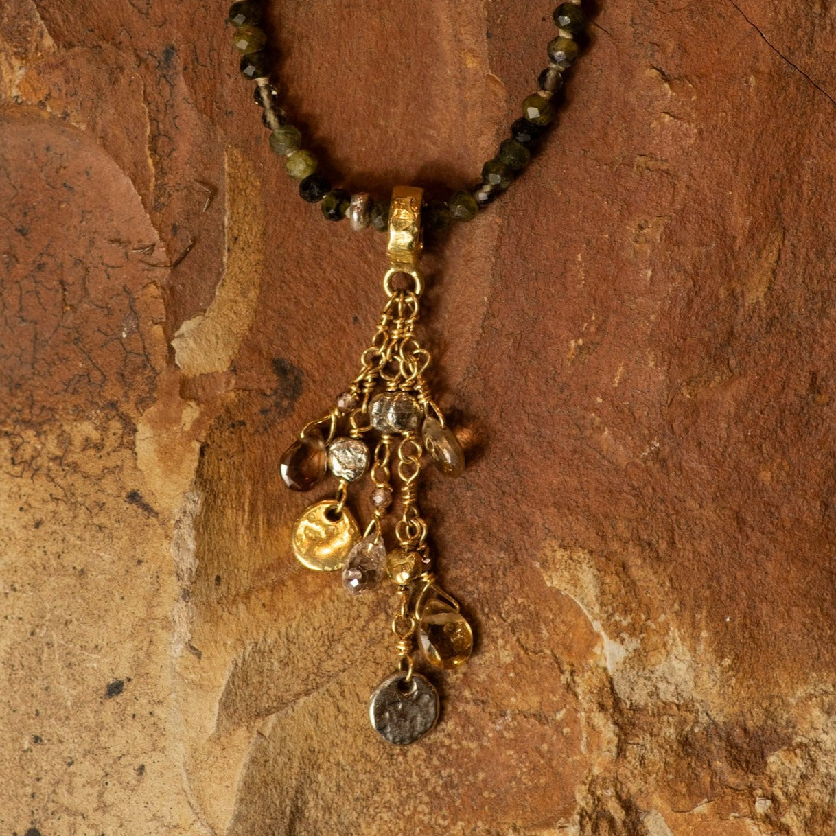 Mixed Gold Andalusite Tag Pendant