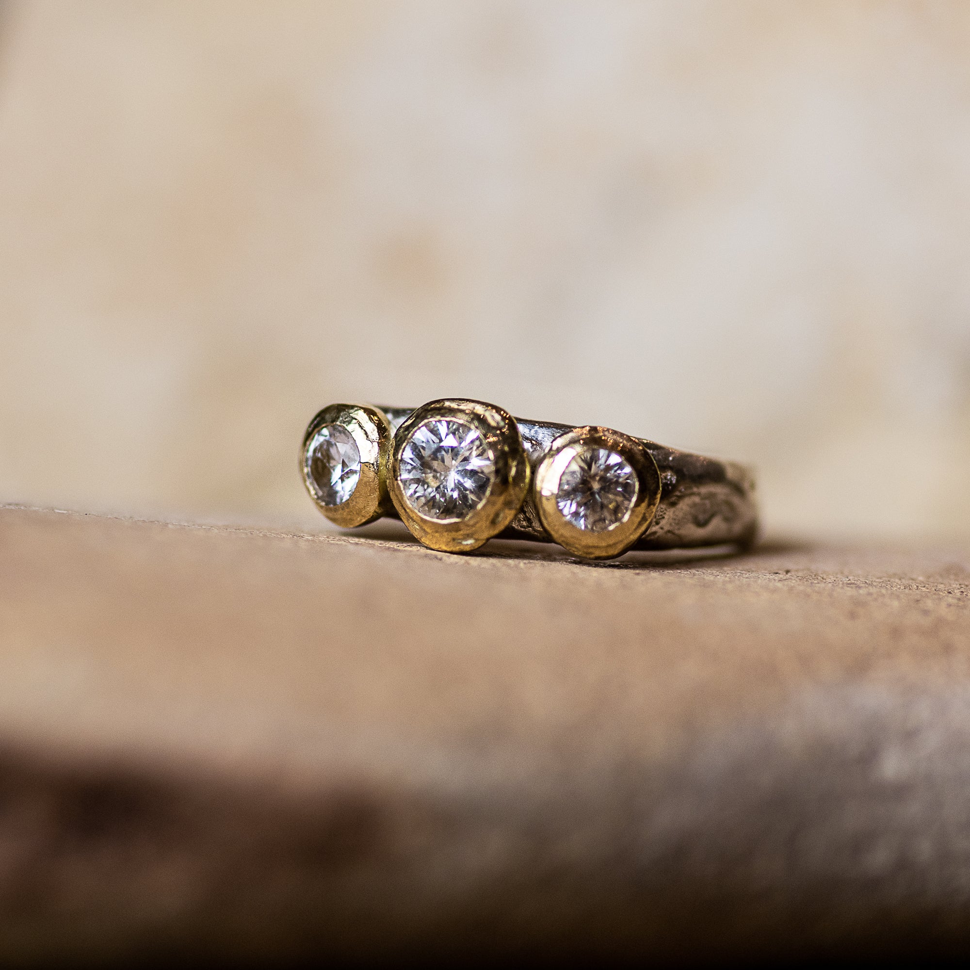 White Sapphire White Gold Half Moon Ring - Sun and Moon Ring - Sapphir –  Sennin Esko Jewelry