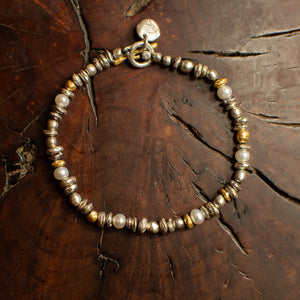 Sterling Silver & Gold Nugget Bracelet