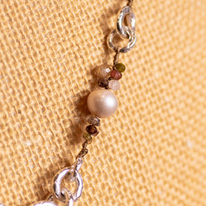 Round Link Pearl and Tourmaline Briolette Necklace