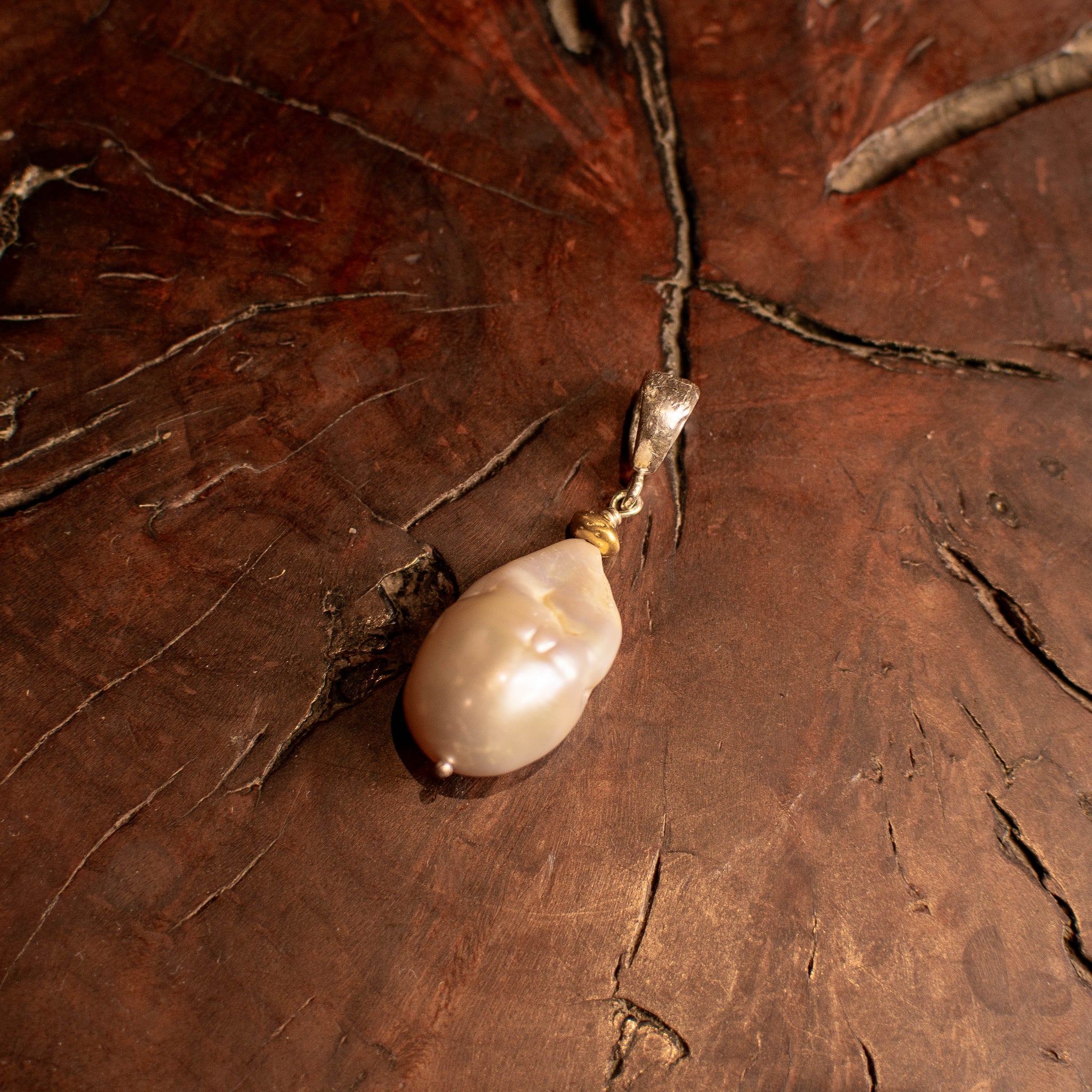 Mixed Metal Baroque Pearl Pendant