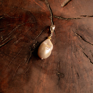 Mixed Metal Baroque Pearl Pendant