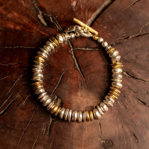 Sterling Silver & Gold Large Nugget Bracelet