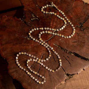 Long Sterling Silver & Gold Mini Lentil Necklace