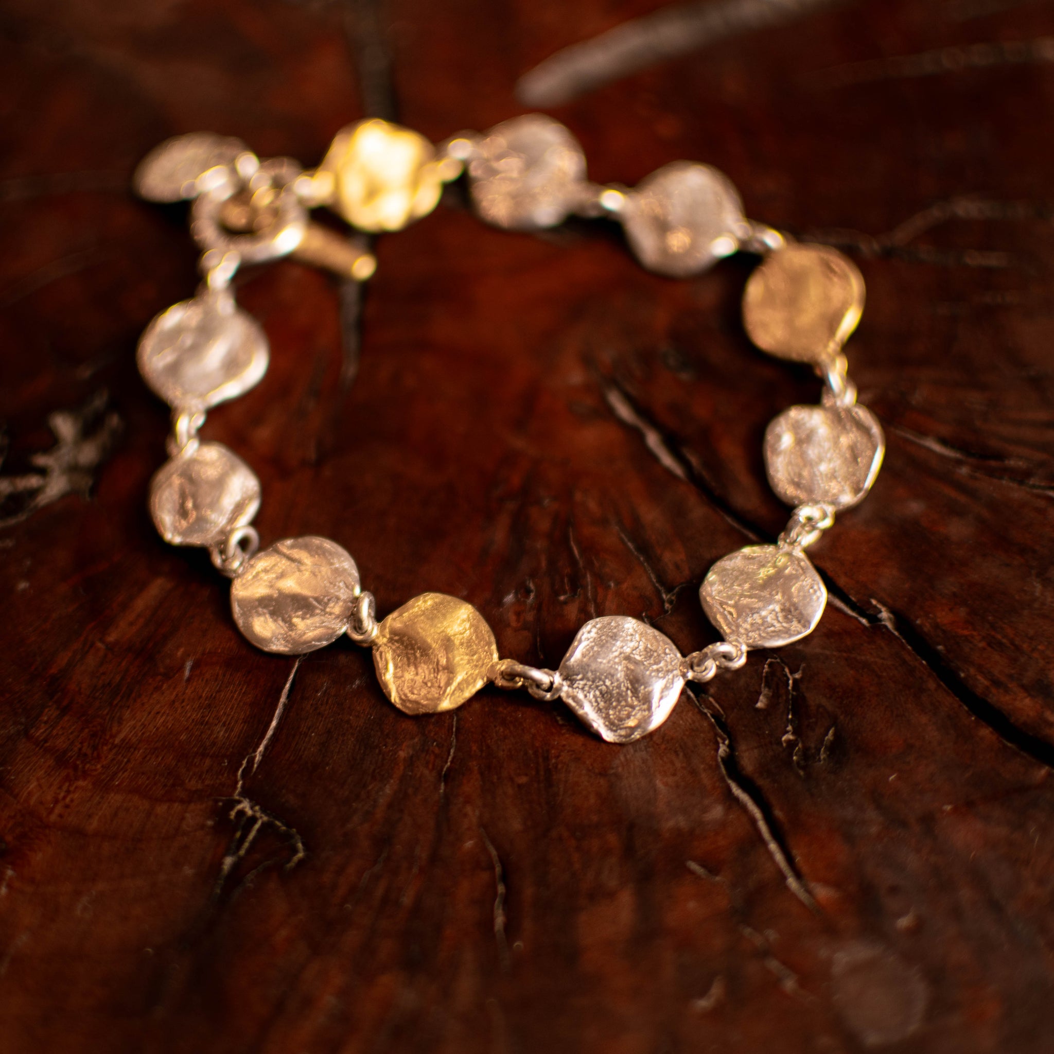 Sterling Silver & Gold Lily Pad Bracelet