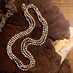 Extra Long Sterling Silver & Gold Mini Lentil Necklace