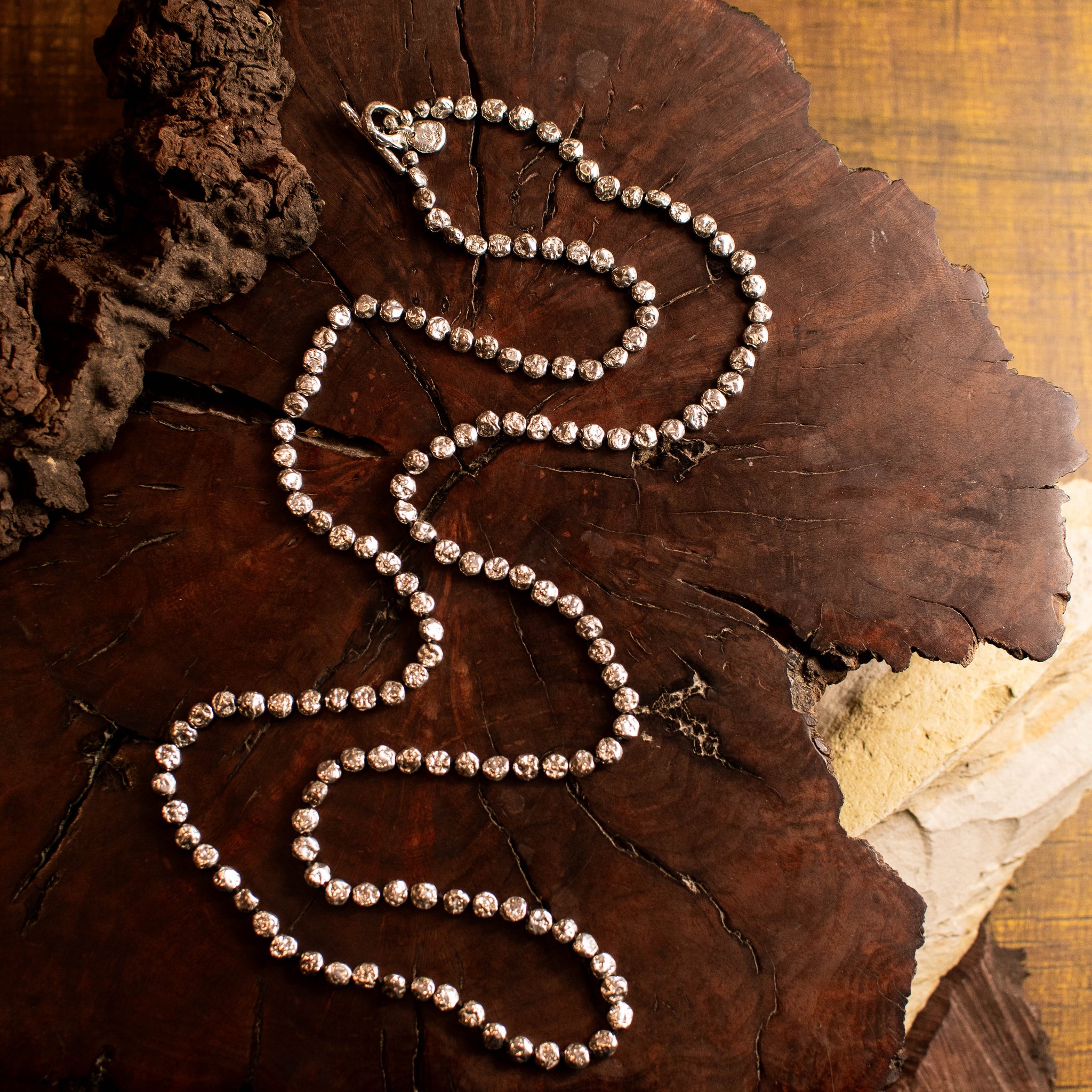 Long Sterling Silver Mini Lentil Necklace