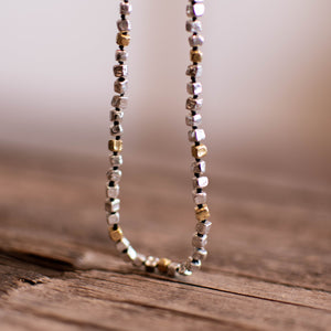Sterling Silver & Gold Vermeil Mini Block Necklace