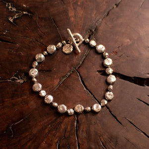 Sterling Silver Large Lentil Bracelet